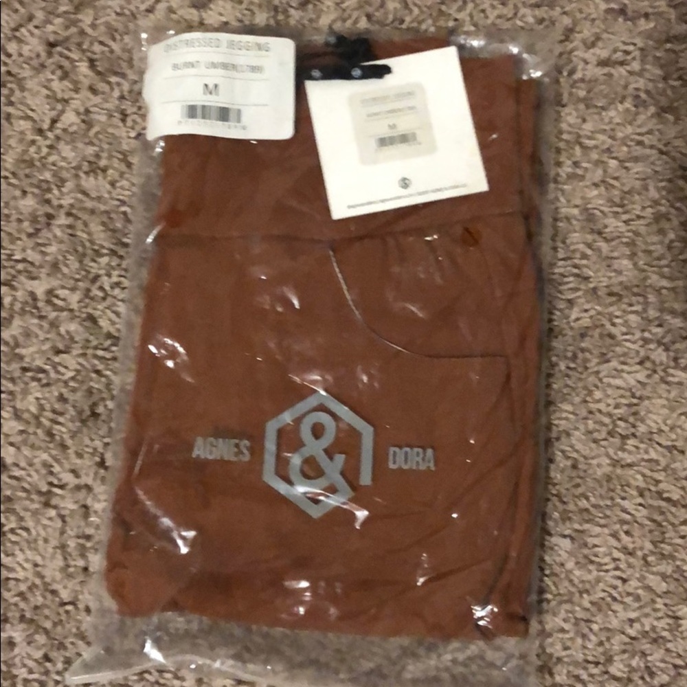Agnes and Dora Distressed Jeggings-Burnt Umber